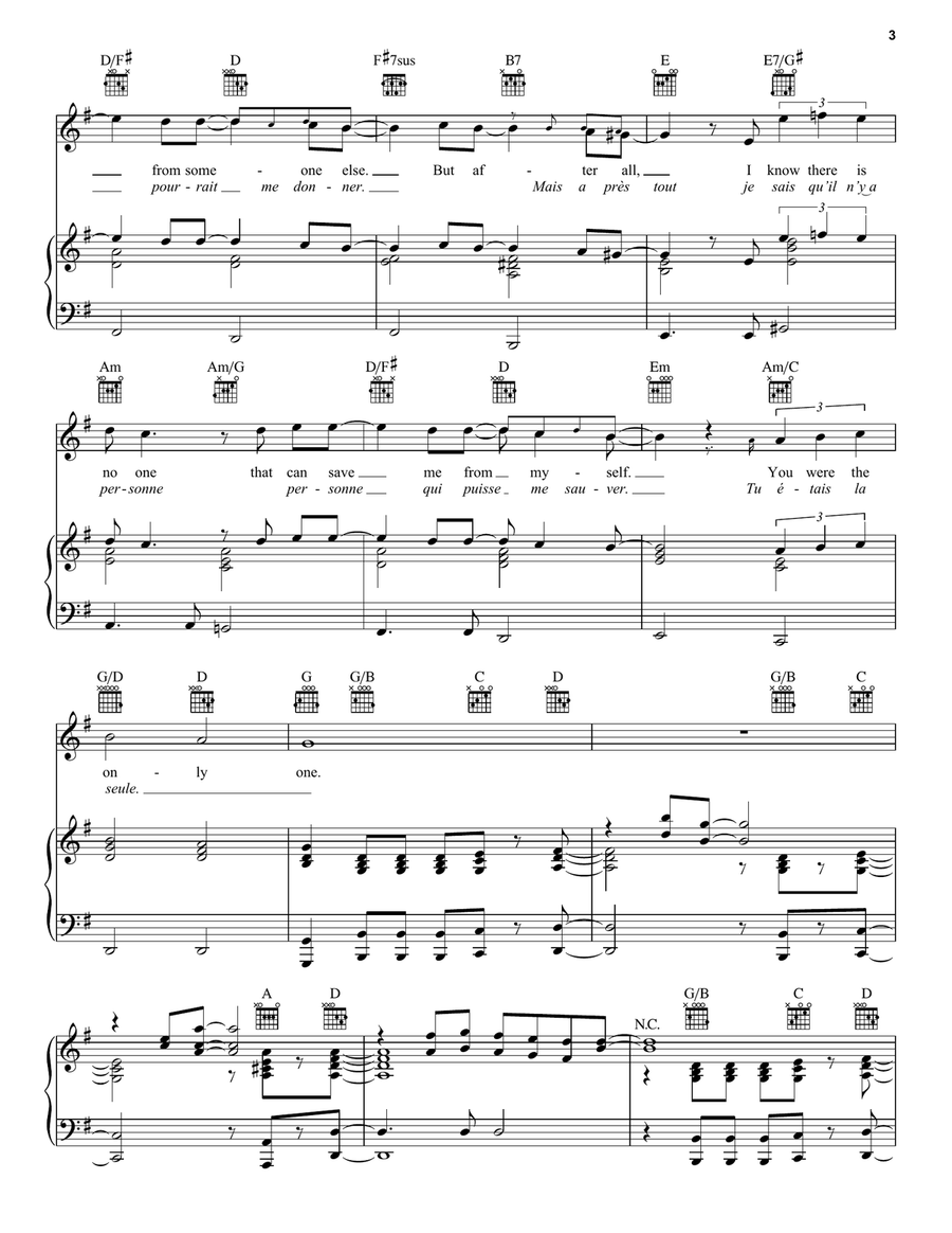 C'etait toi (You Were The One) Piano, Vocal, Guitar scores gallery preview page 3