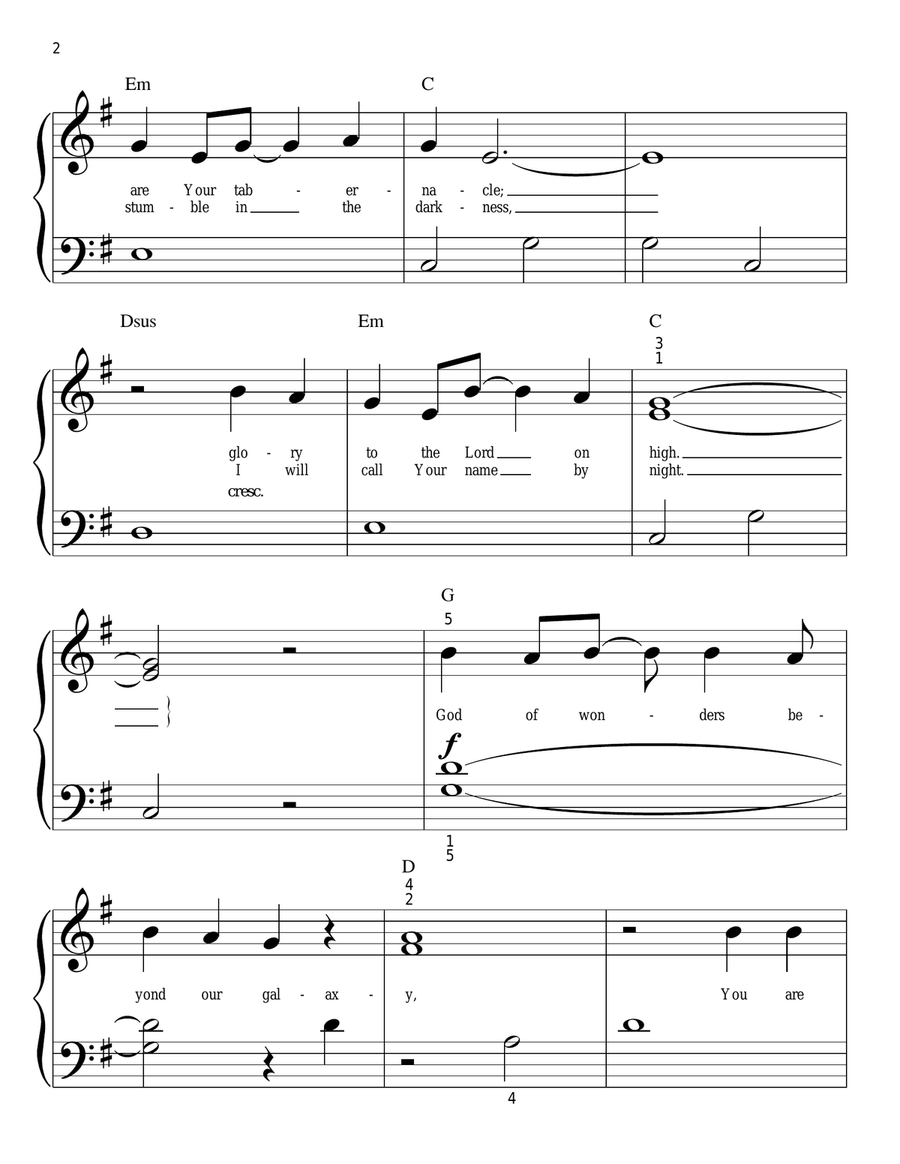 God Of Wonders (arr. Phillip Keveren) Easy Piano scores gallery preview page 2