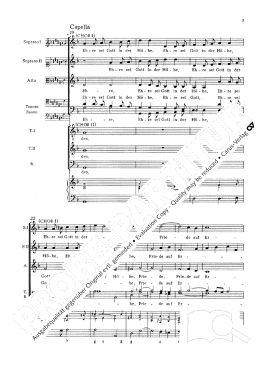 Glory to god in the highest (Ehre sei Gott in der Hohe) TTB scores gallery preview page 4
