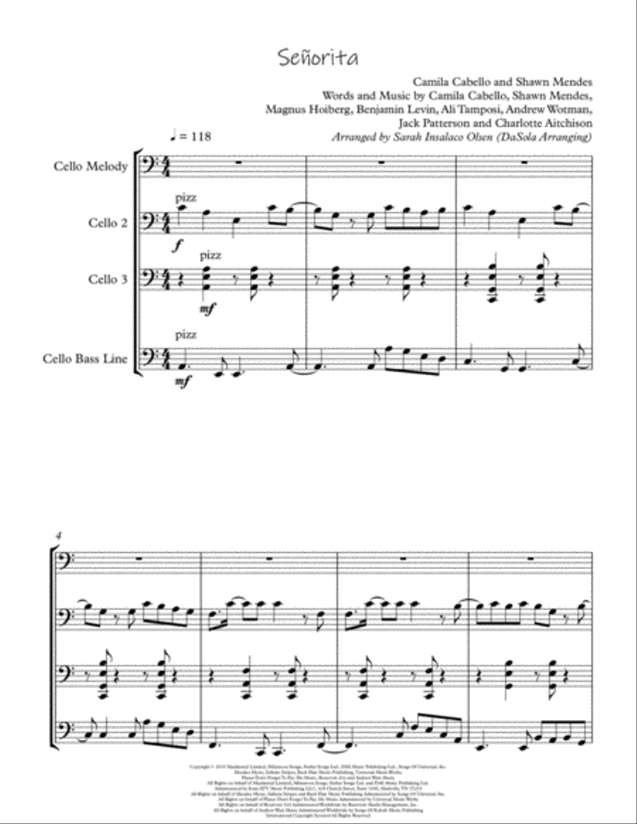 Senorita Senorita String Quartet scores gallery preview page 2