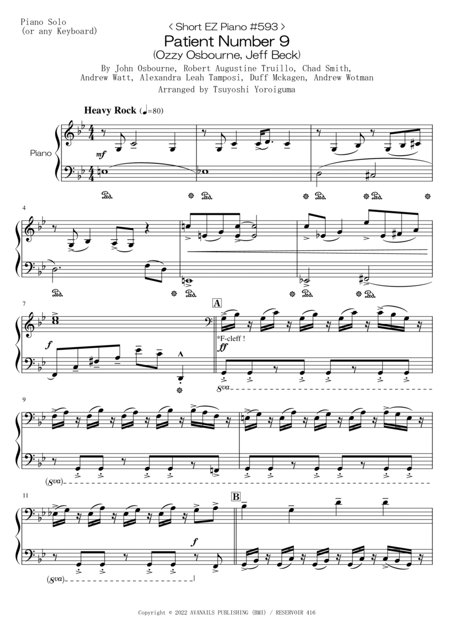 Patient Number 9 Easy Piano scores gallery preview page 1