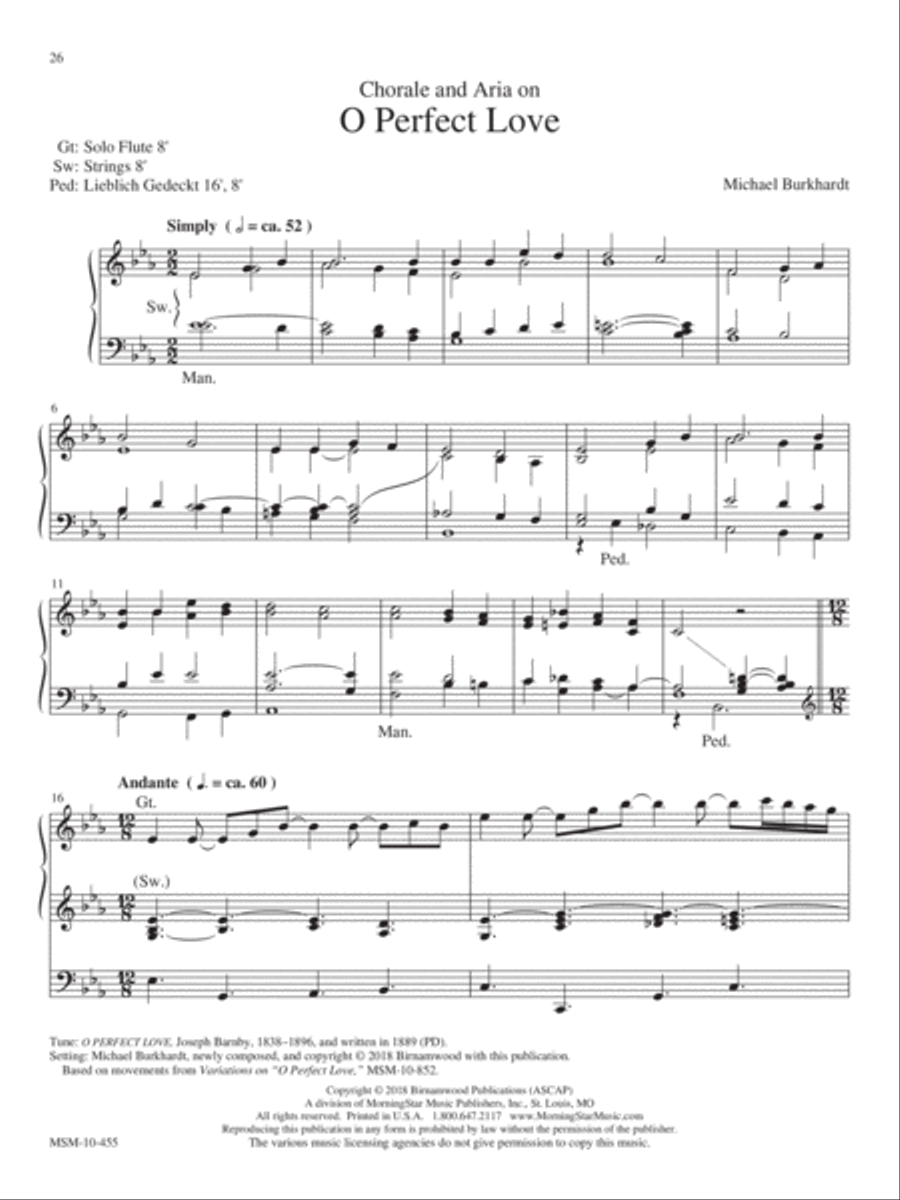 Chorale and Aria on O Perfect Love Organ scores gallery preview page 1