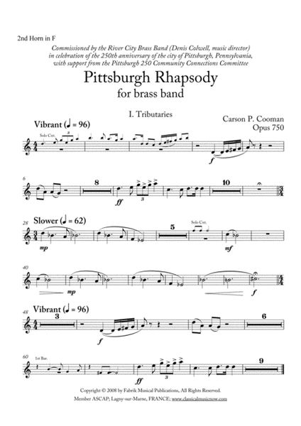 Carson Cooman: Pittsburgh Rhapsody (2008) for brass band, 2nd F horn part