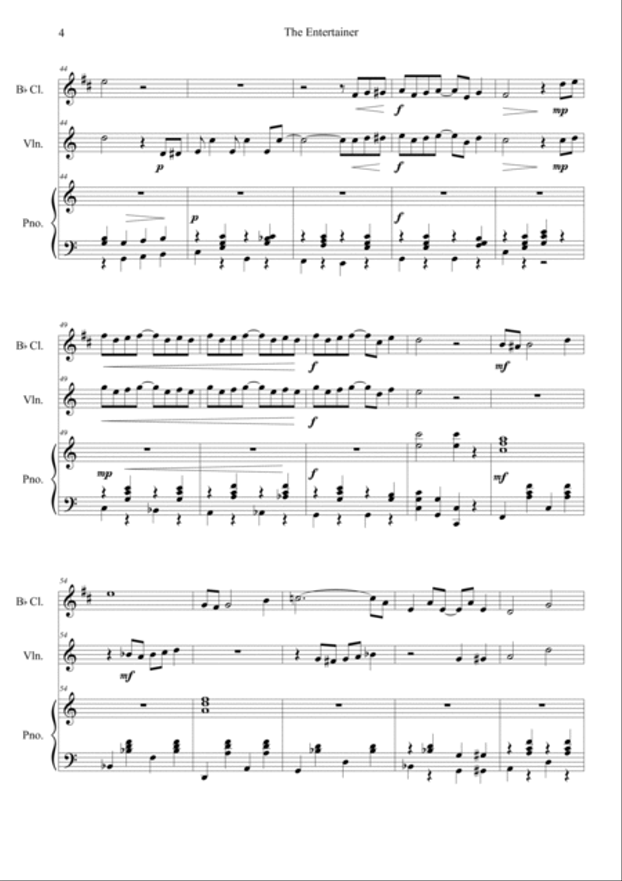 The Entertainer (The Sting OST) Short Version Clarinet scores gallery preview page 4