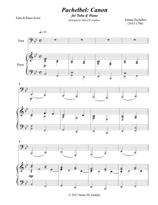 Book cover for Pachelbel: Canon for Tuba & Piano