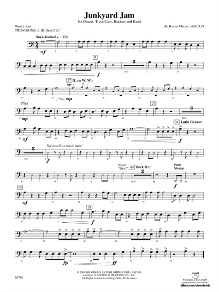 Junkyard Jam: (World Part) 1st B-flat Trombone B.C. Concert Band scores gallery preview page 1