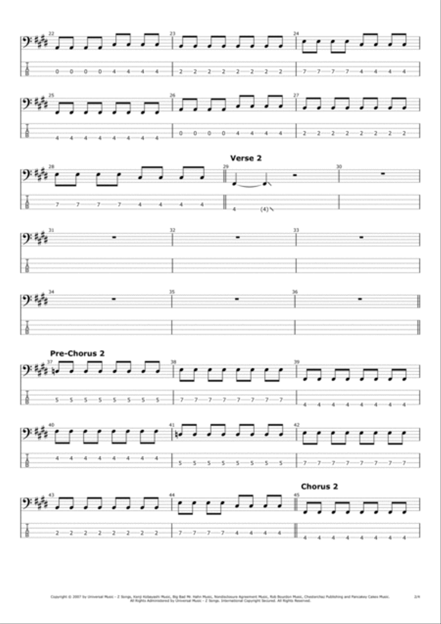 Bleed It Out Bass Guitar scores gallery preview page 2