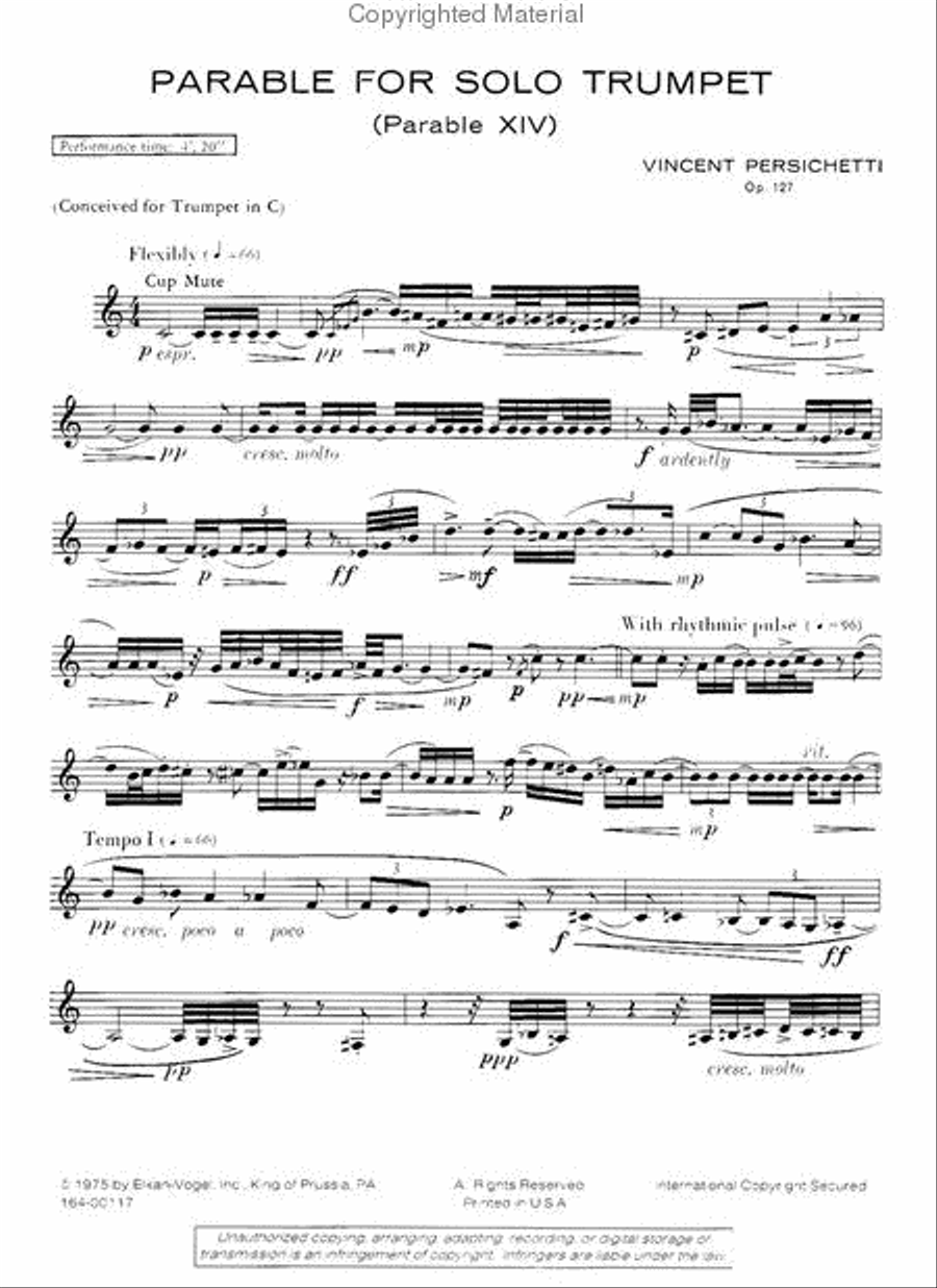 Parable For Solo Trumpet Parable For Solo Trumpet Chamber Music scores gallery preview page 2