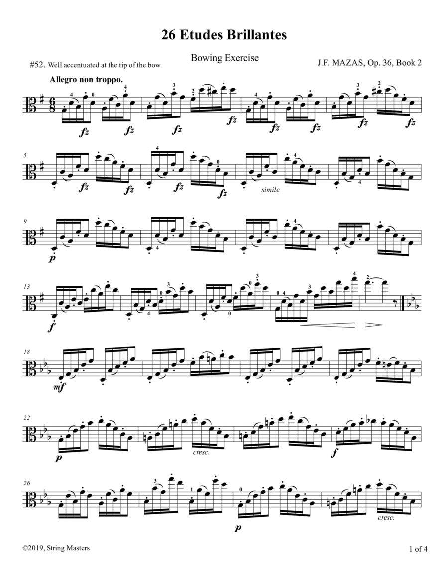 Mazas Etudes for Viola Op 36 Book 2 No.52 by Jacques Fereol