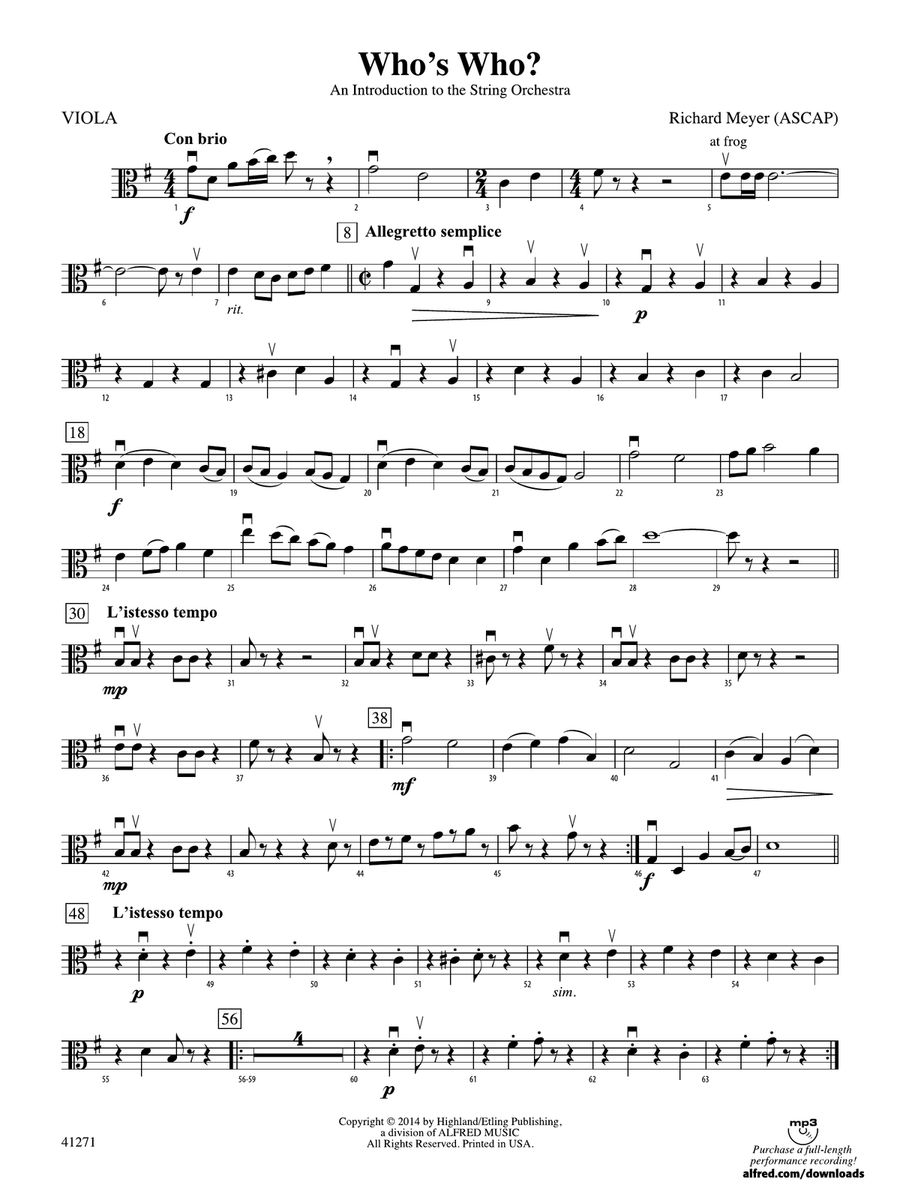 Who's Who?: Viola by Richard Meyer String Orchestra - Digital Sheet Music