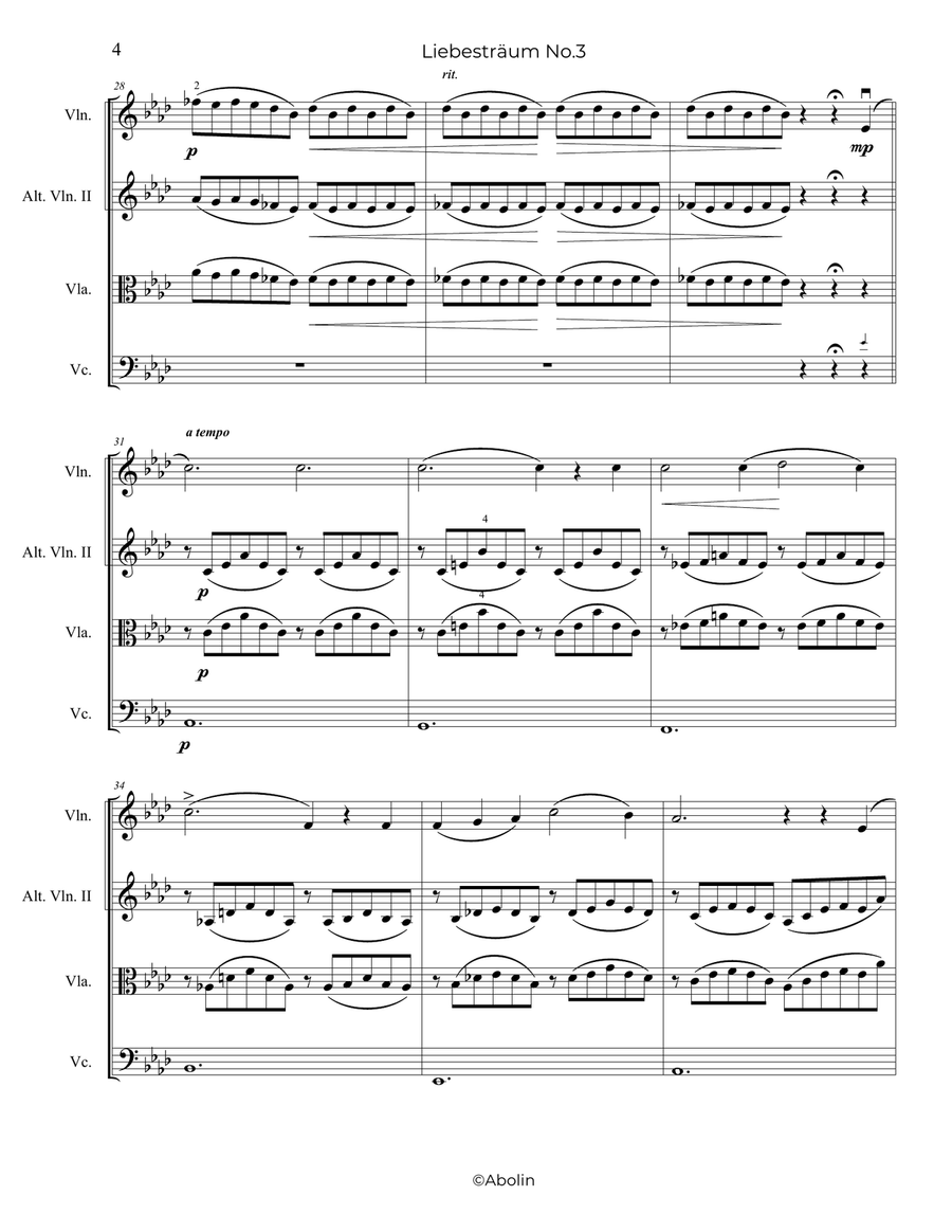 Liszt: Liebesträum No.3 - String Trio, or 2 Violins and Cello String Trio scores gallery preview page 5