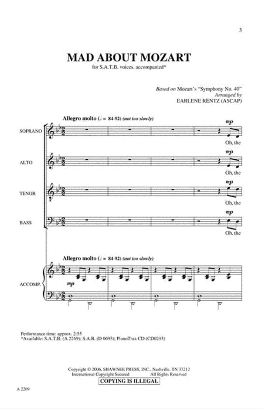 Mad About Mozart 4-Part scores gallery preview page 2