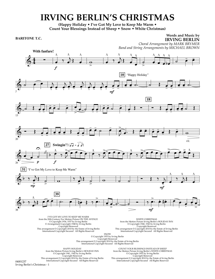 Irving Berlin's Christmas (Medley) - Baritone T.C. Concert Band scores gallery preview page 1