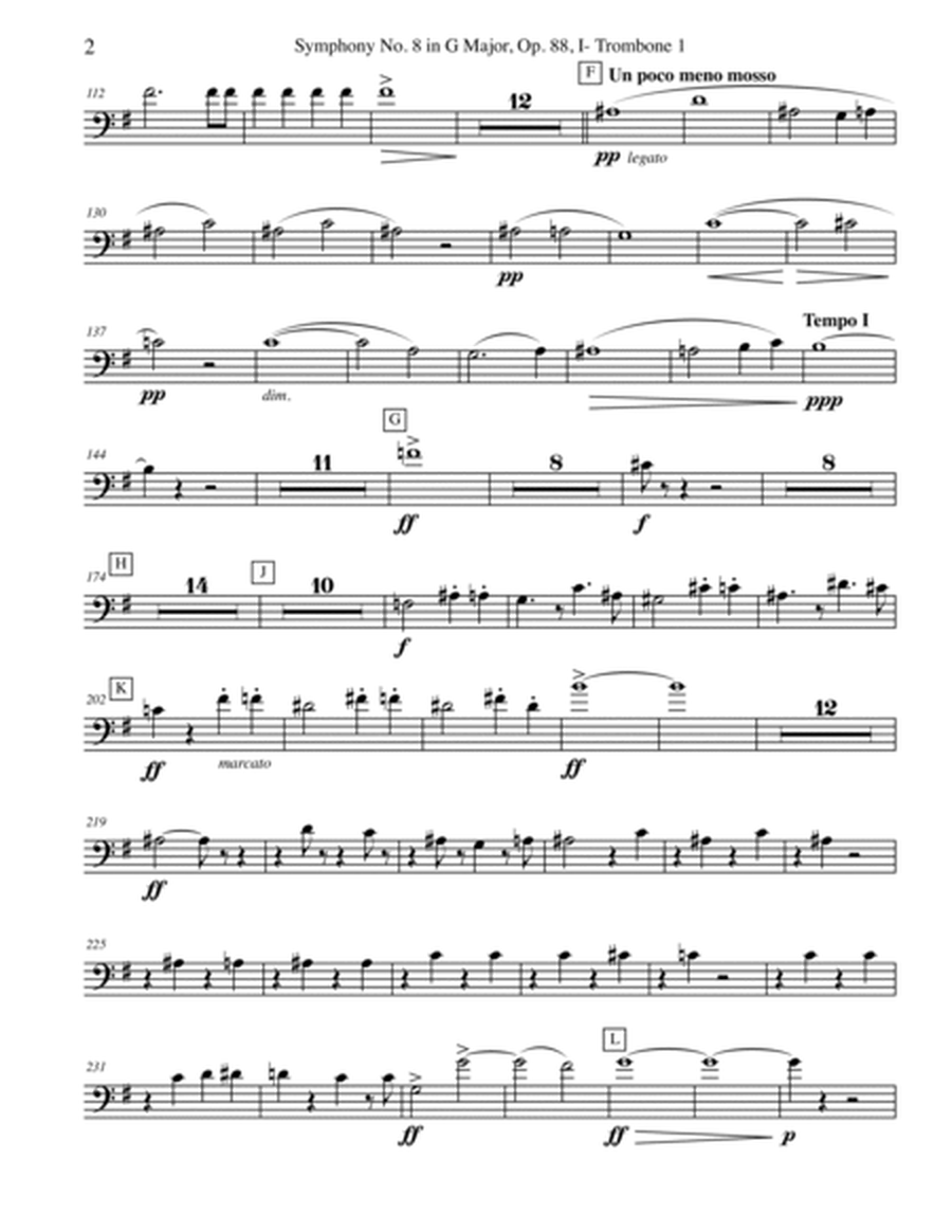 Dvorak Symphony No. 8, Movement I - Trombone in Bass Clef 1 (Transposed Part), Op. 88
