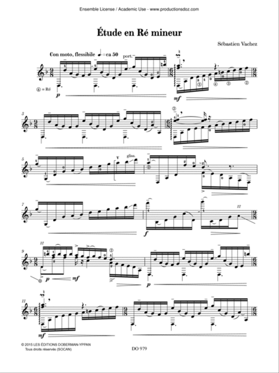 Étude en Ré mineur / Mahlérienne Classical Guitar scores gallery preview page 3