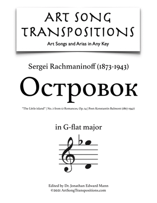 Book cover for RACHMANINOFF: Островок, Op. 14 no. 2 (transposed to G-flat major, "The Little island")