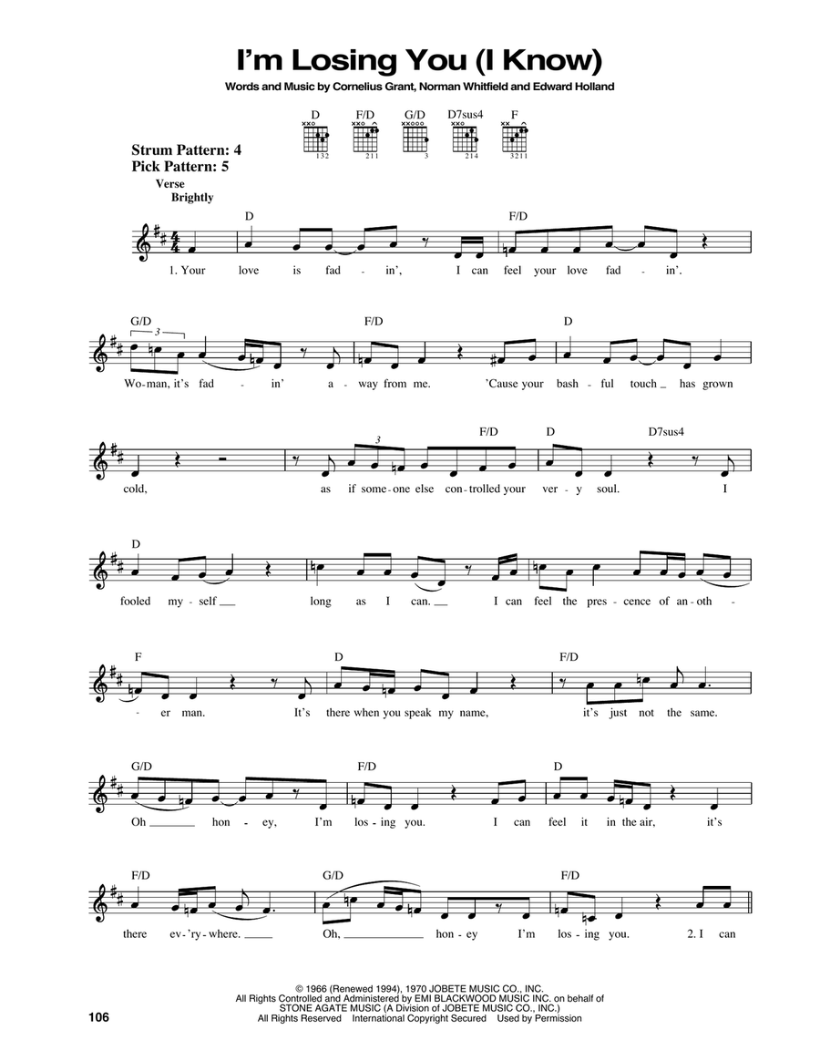 I'm Losing You (I Know) Acoustic Guitar scores gallery preview page 1