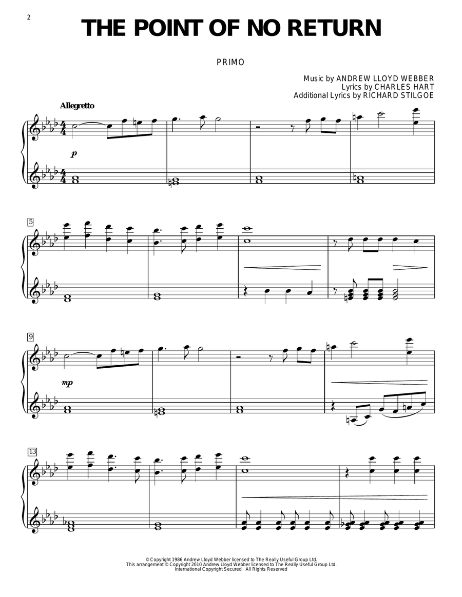 The Point Of No Return (from The Phantom Of The Opera) Piano Duet scores gallery preview page 2