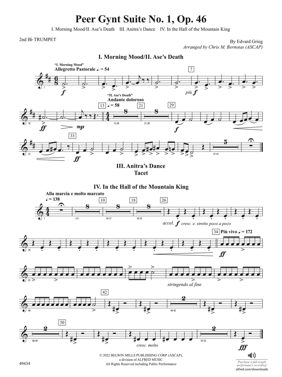 Peer Gynt Suite No.1, Op. 46: 2nd B-flat Trumpet