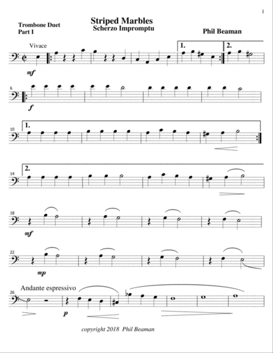 Striped Marbles-Scherzo Impromptu-Trombone Duet Trombone Duet scores gallery preview page 4