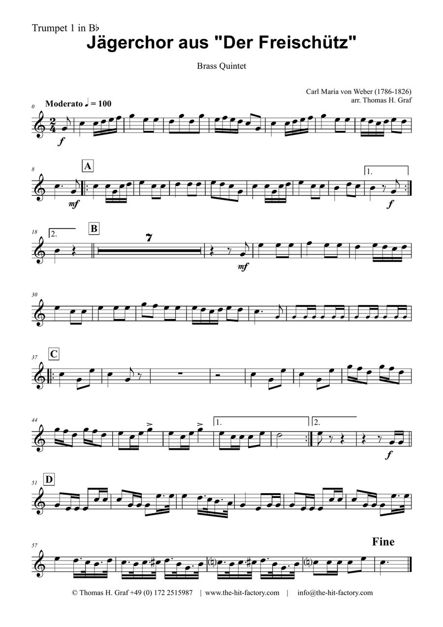 Jaegerchor - Der Freischuetz C.M.Weber - Brass Quintet Brass Quintet scores gallery preview page 3
