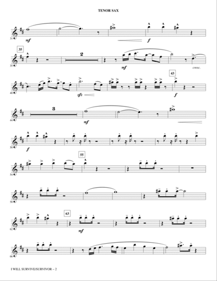 I Will Survive/Survivor (arr. Mark Brymer) - Tenor Sax Choir scores gallery preview page 2
