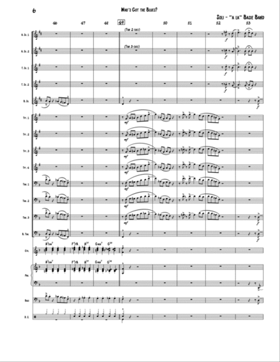 Who’s Got the Blues? (Blues March) Jazz Ensemble scores gallery preview page 6