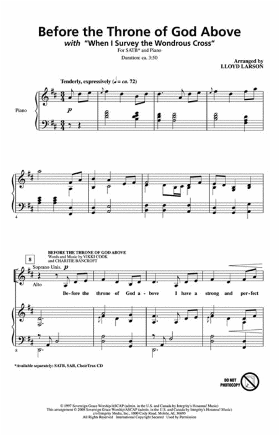 Before the Throne of God Above 4-Part scores gallery preview page 2