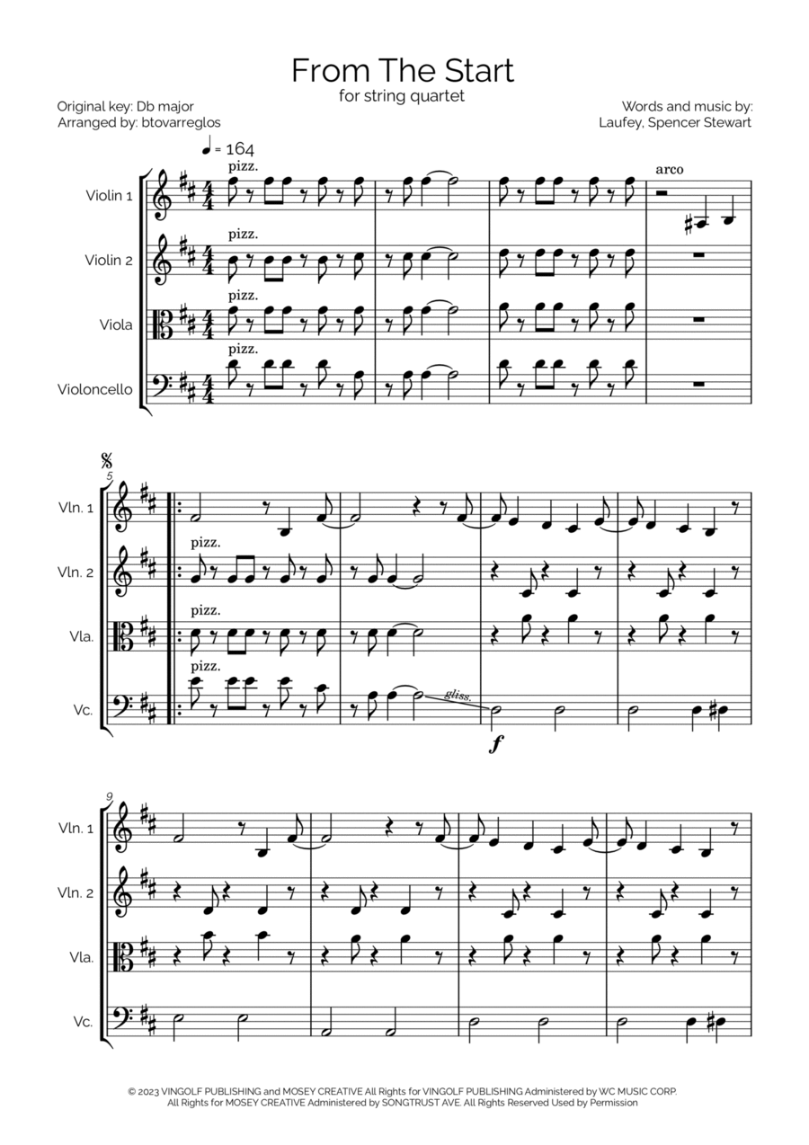 From The Start String Quartet scores gallery preview page 1