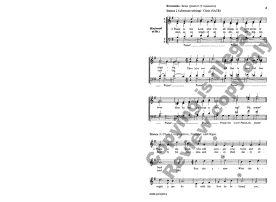 Praise to the Lord, the Almighty 4-Part scores gallery preview page 4