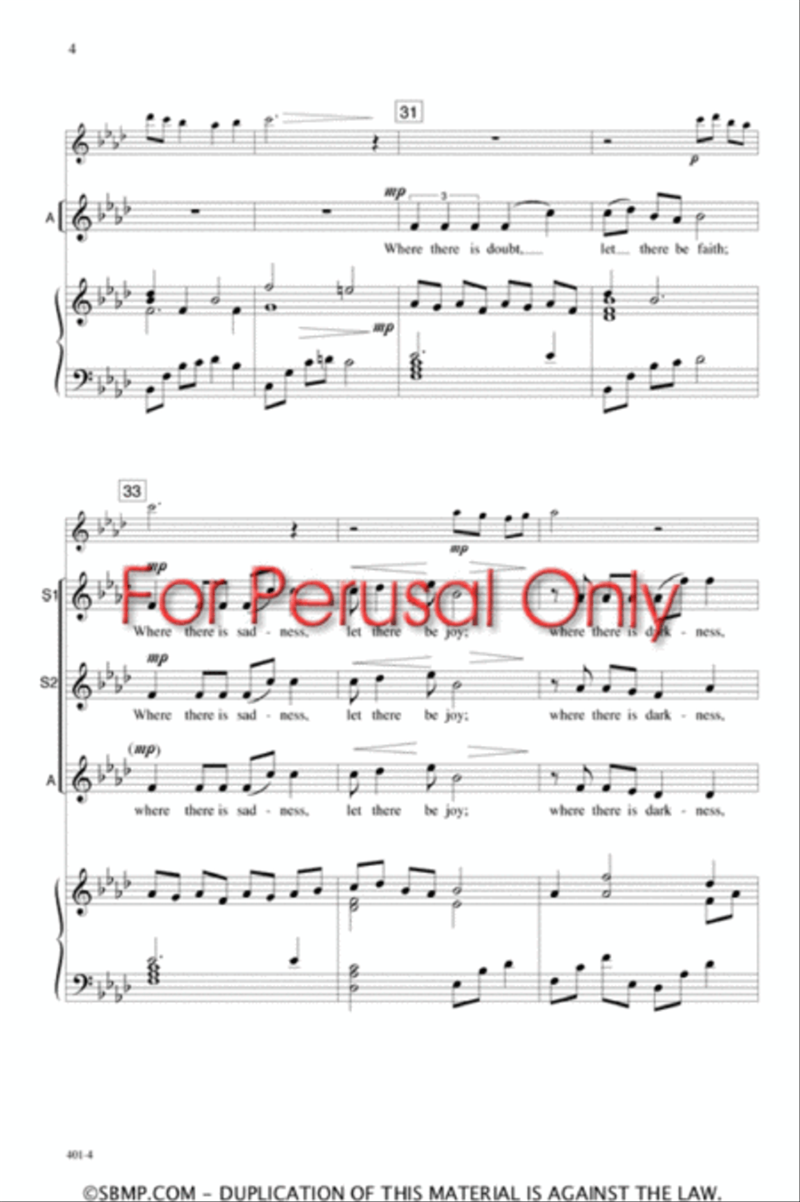 Prayer of St. Francis of Assisi - SSA Octavo SSA scores gallery preview page 4