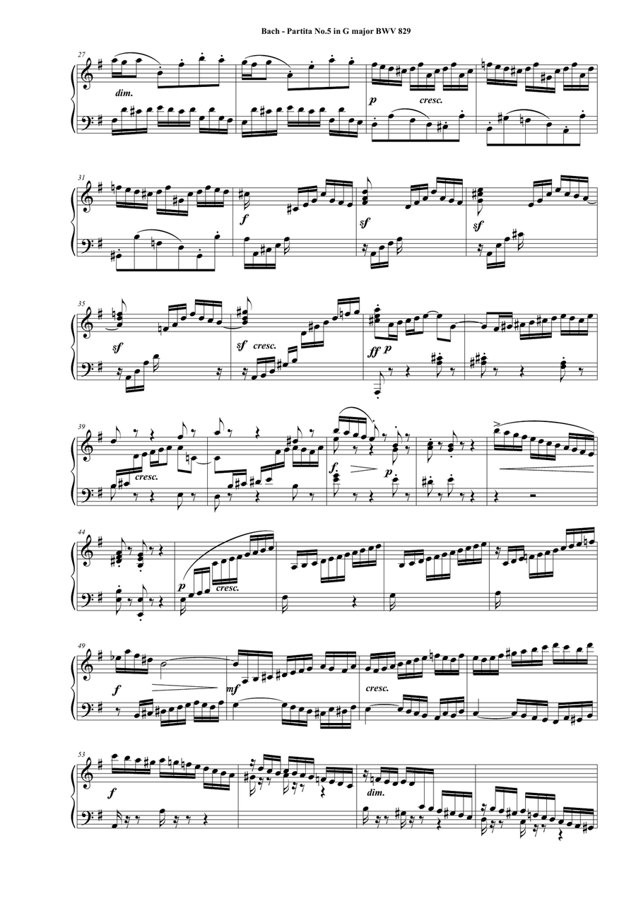 Bach - Partita No.5 in G major BWV 829 for Piano Piano Solo scores gallery preview page 2
