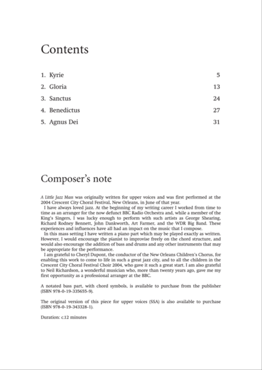 A Little Jazz Mass 4-Part scores gallery preview page 3