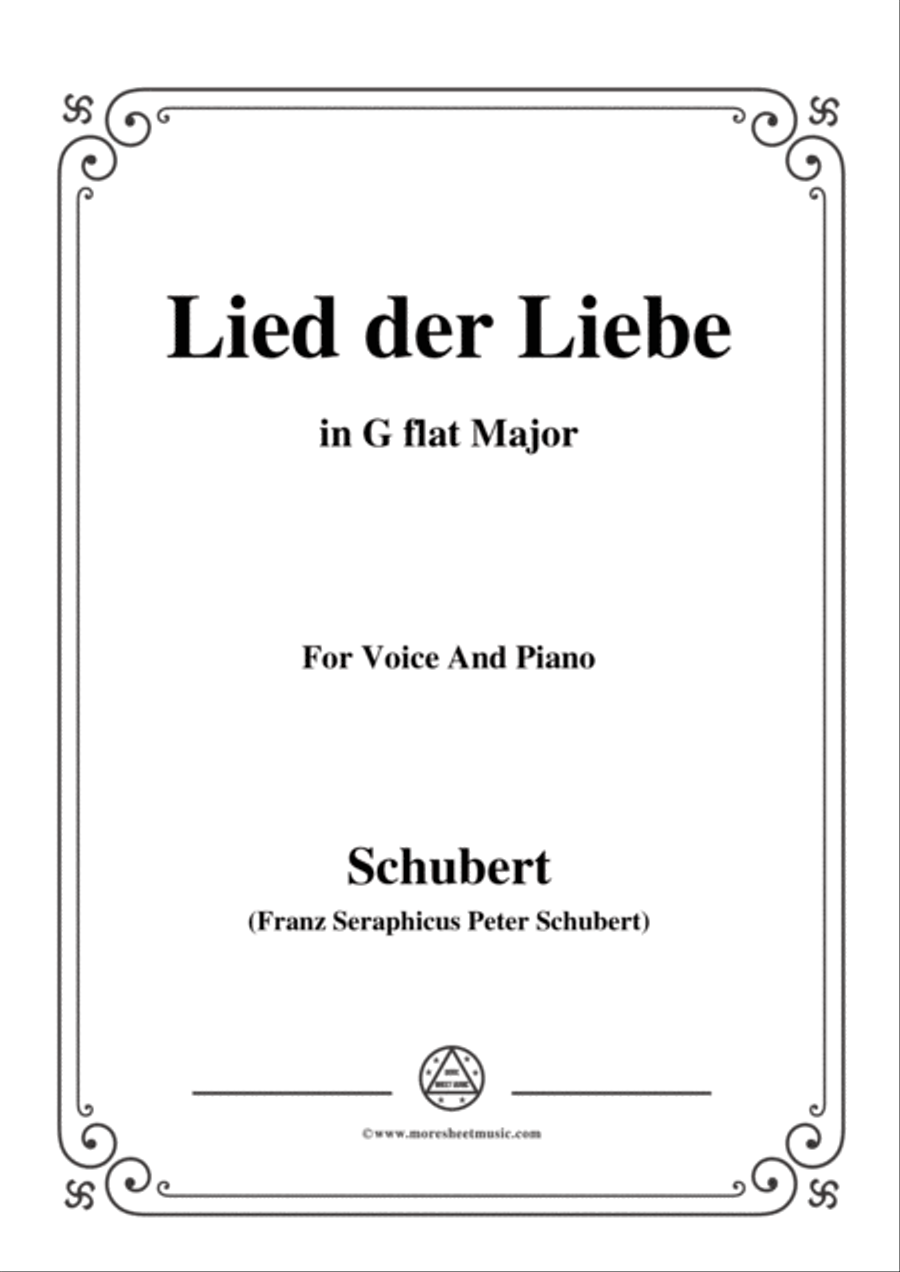 Schubert-Lied der Liebe,in G flat Major,for Voice and Piano Voice Solo scores gallery preview page 1