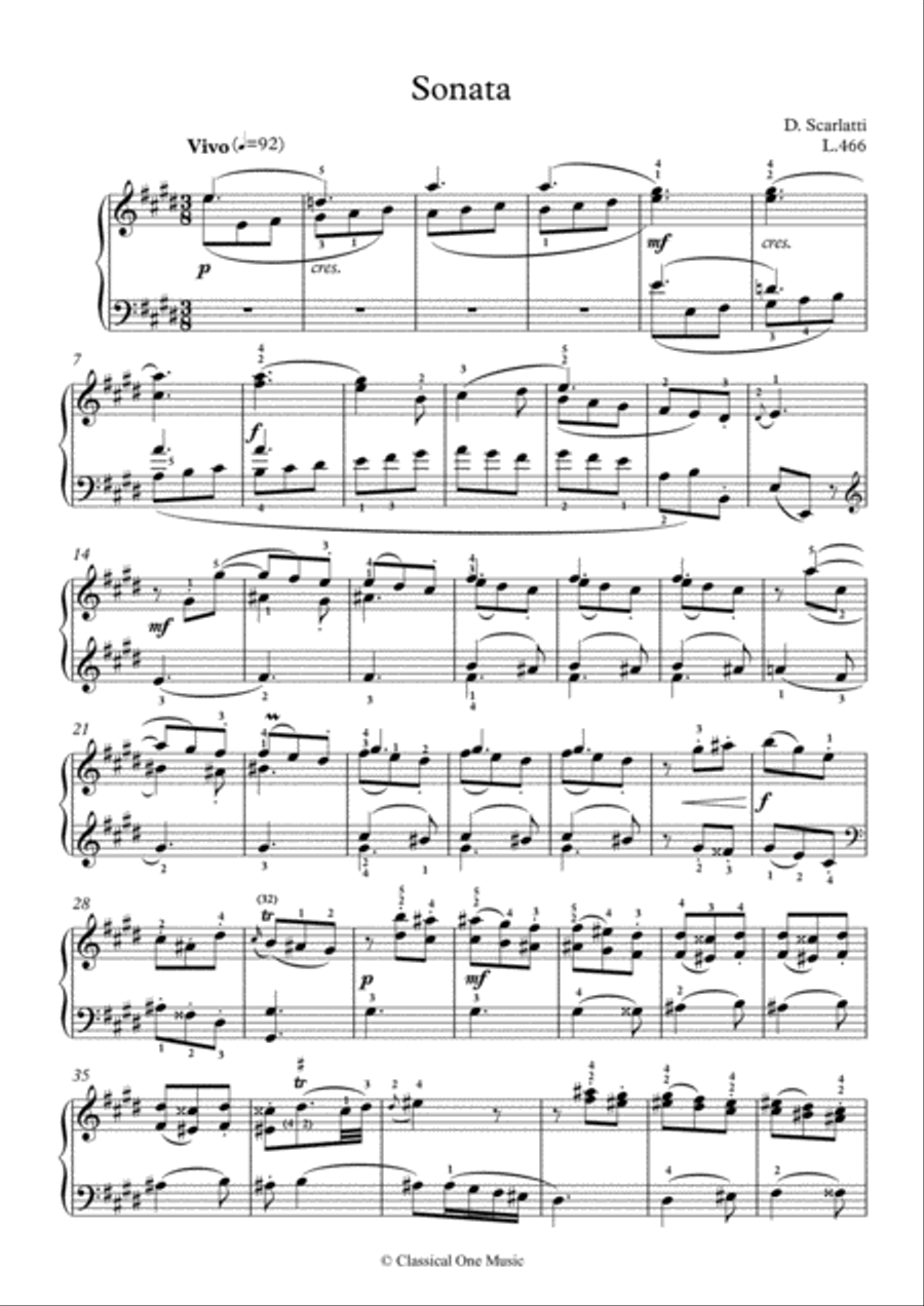 Scarlatti-Sonata in E-Major L.466 K.264(piano) Piano Solo scores gallery preview page 2