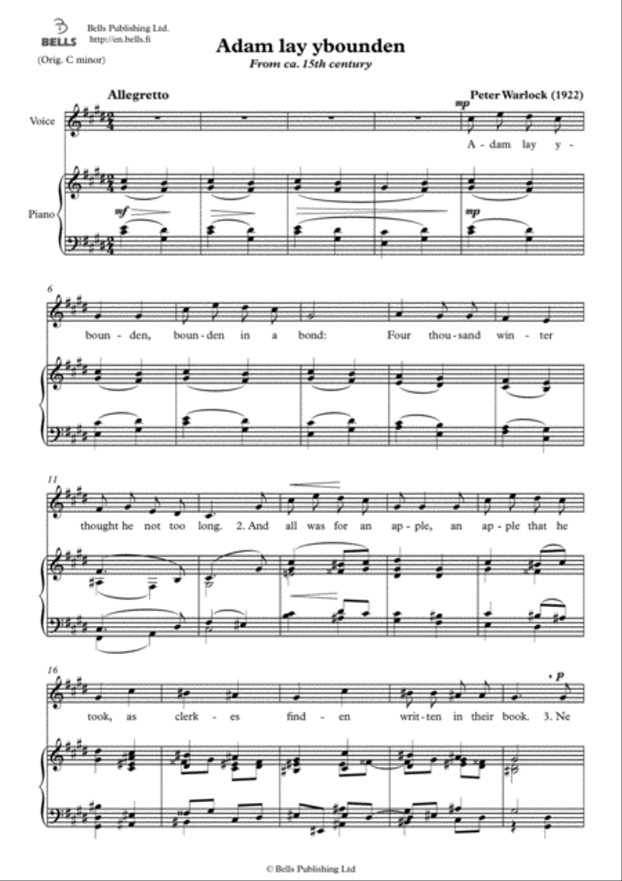 Adam lay ybounden (C-sharp minor) Voice Solo scores gallery preview page 1