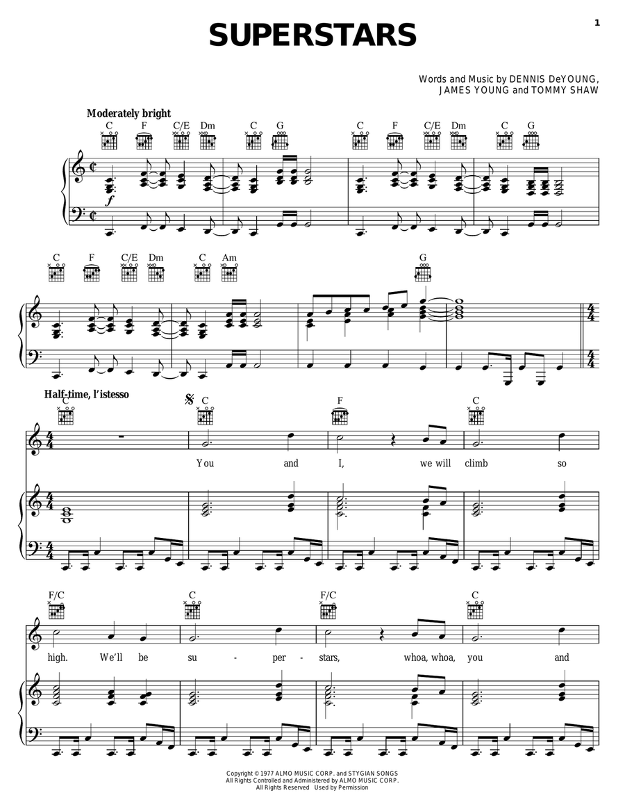 Superstars Piano, Vocal, Guitar scores gallery preview page 1