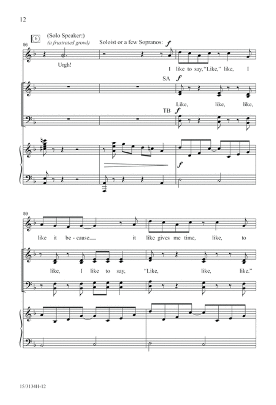 Like, I Like to Say Like 4-Part scores gallery preview page 12