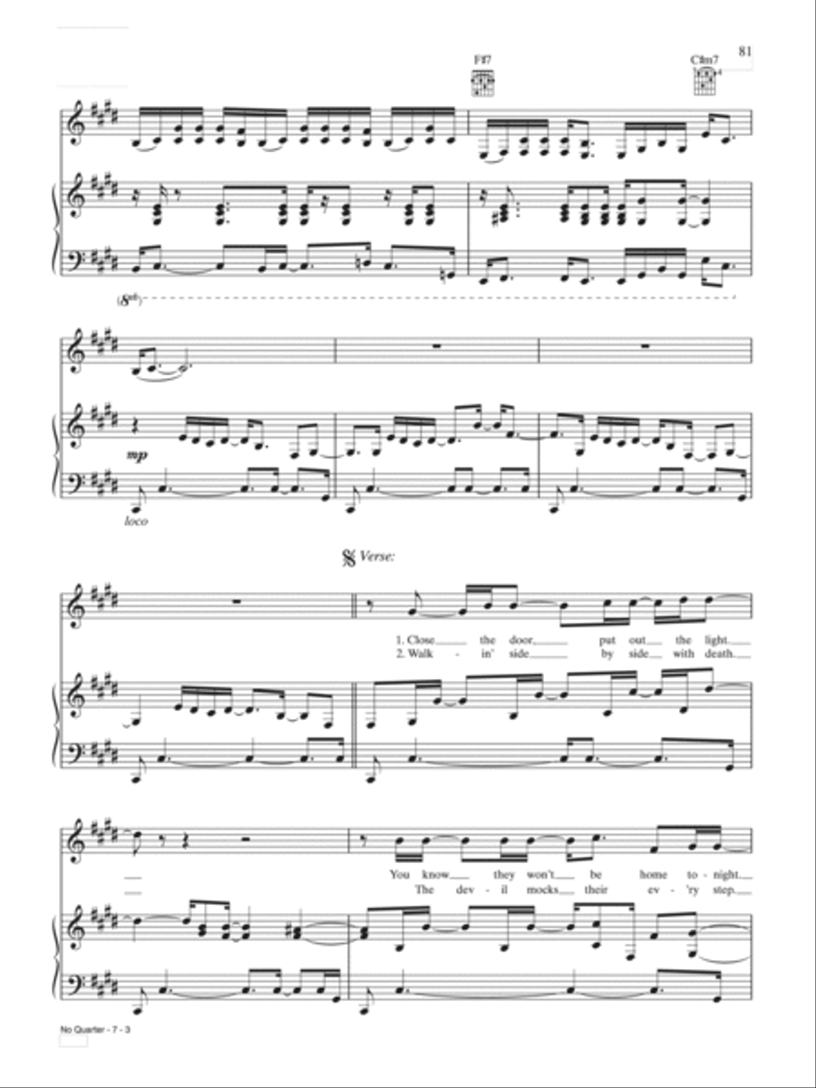 No Quarter Piano, Vocal, Guitar scores gallery preview page 3