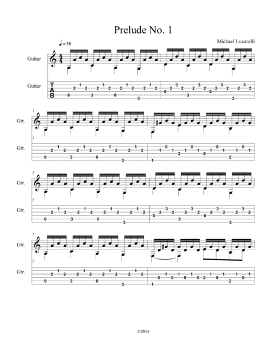 Prelude no. 1 Classical Guitar scores gallery preview page 1