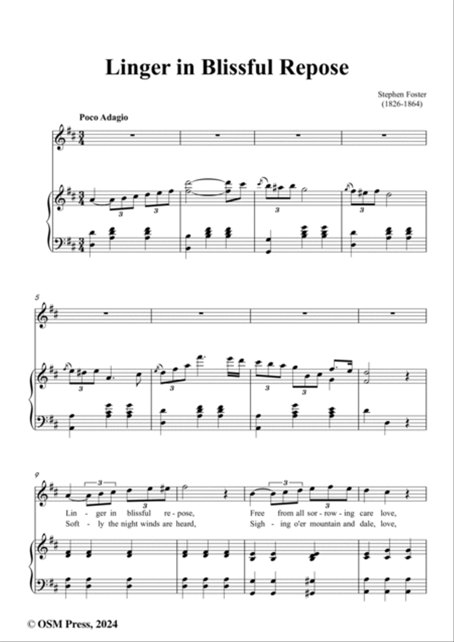 S. Foster-Linger in Blissful Repose,in D Major Voice scores gallery preview page 2
