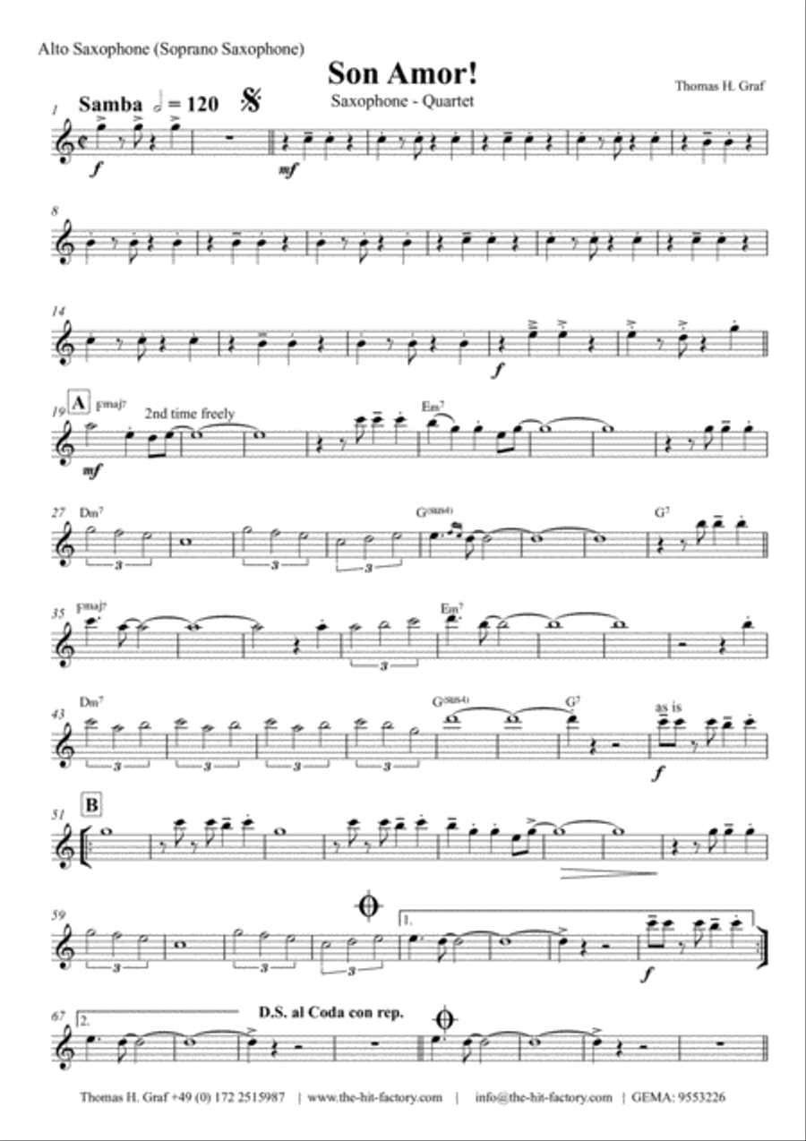 Son amor! - Samba - Saxophone Quartet Saxophone Quartet scores gallery preview page 6