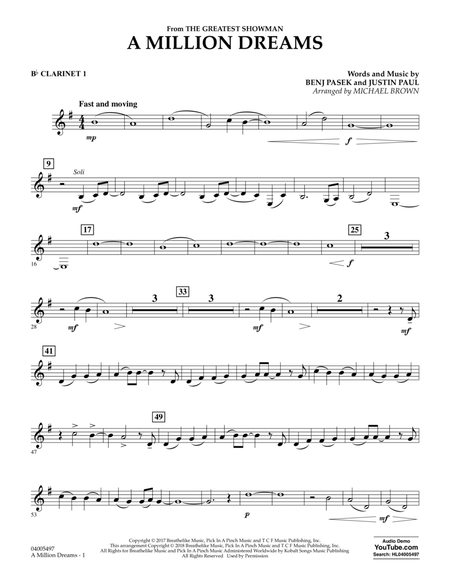 A Million Dreams (from The Greatest Showman) (arr. Michael Brown) - Bb Clarinet 1
