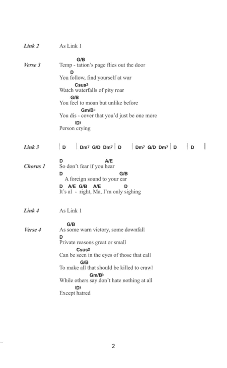 It's Alright Ma (I'm Only Bleeding) Acoustic Guitar scores gallery preview page 2