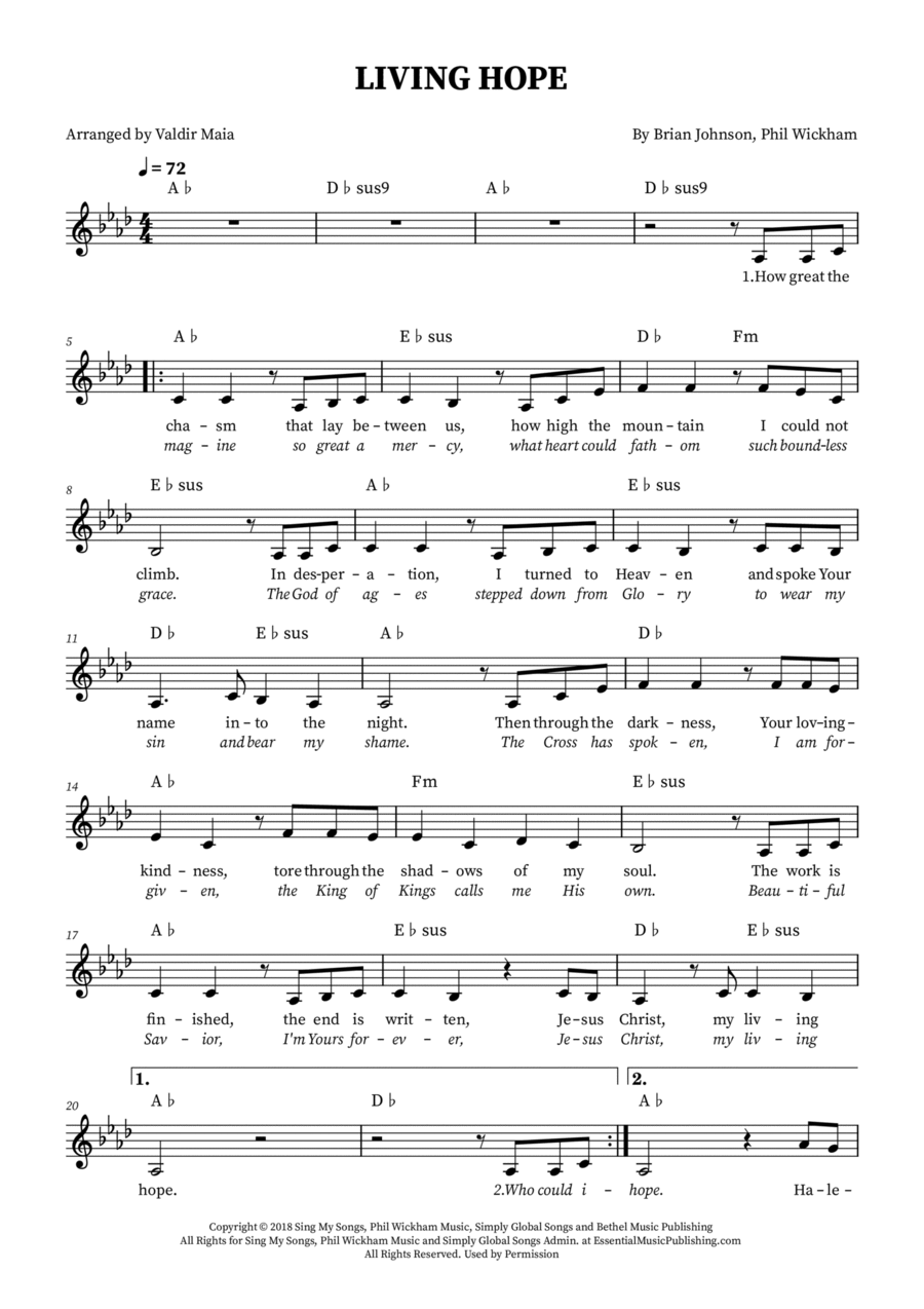 Living Hope Easy Piano scores gallery preview page 1