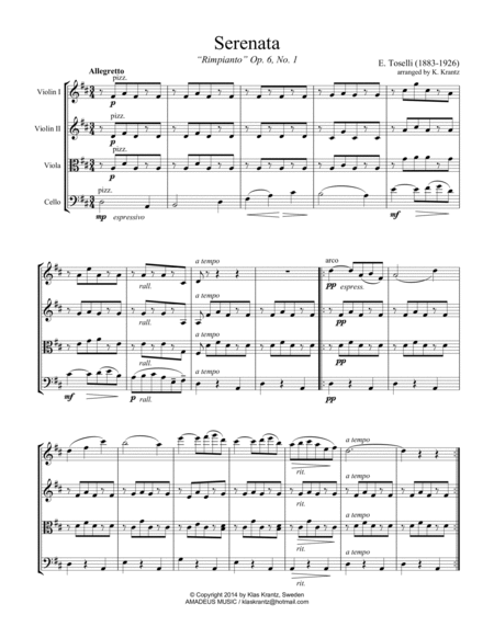 Serenata Rimpianto Op. 6 for string quartet image number null