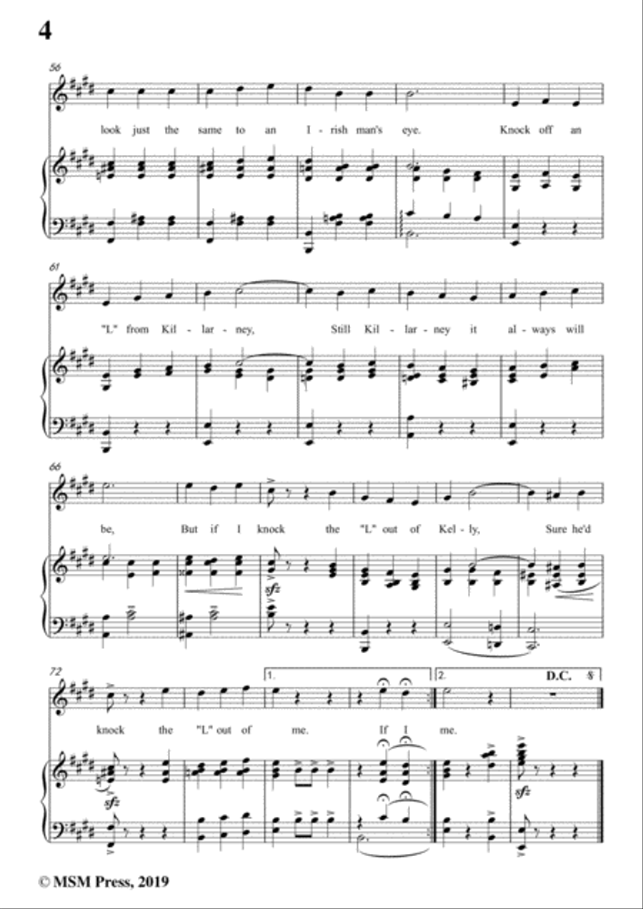 Bert Grant-If I Knock the 'L' Out of Kelly,in E Major,for Voice&Piano Voice scores gallery preview page 6