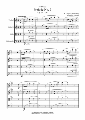 Prelude op. 28, no. 7 for string quartet
