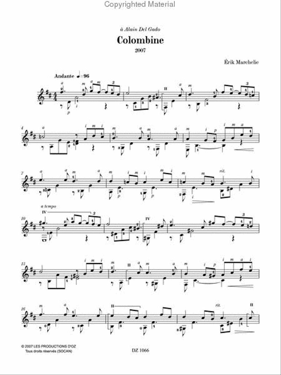 Colombine Classical Guitar scores gallery preview page 2