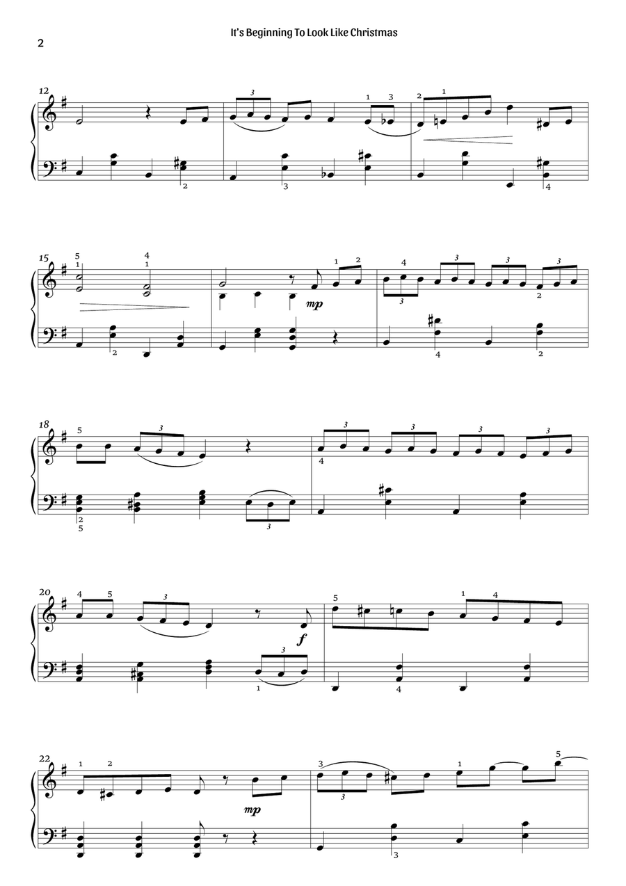 It's Beginning To Look Like Christmas Piano Solo scores gallery preview page 2